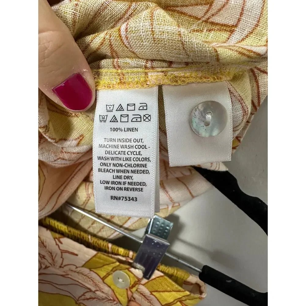 Tahari NWT Women’s Tropical Two Piece Faux Wrap Skirt 100% Linen Set size Medium